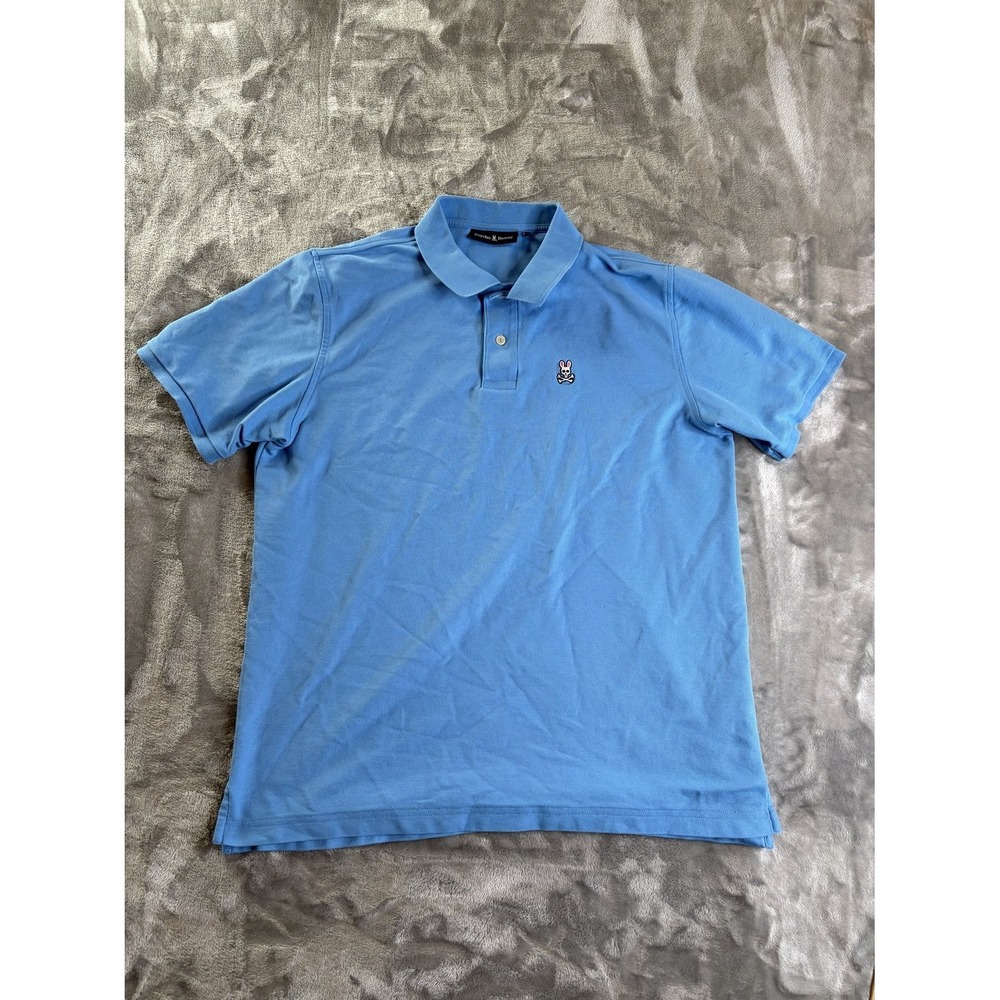 Psycho Bunny Men's Polo Shirt Size 9 XL Light Blue Pique Cotton Classic Fit